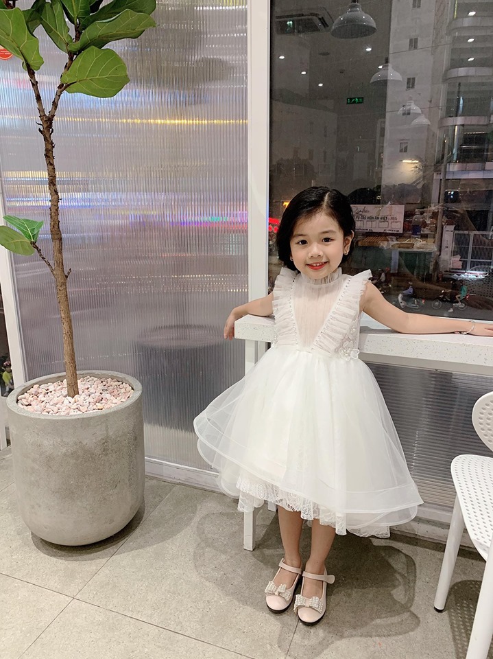 Đầm ren công chúa - Đầm trắng không tay siêu dễ thương cho bé